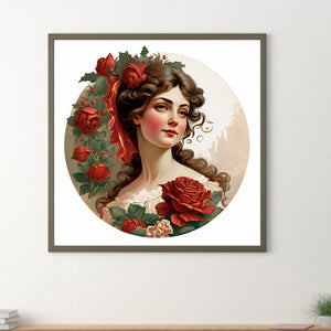 French Rose Lady 30*30CM (canvas) Full Round Drill Diamond Painting