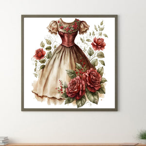 Rose Skirt 30*30CM (canvas) Full Round Drill Diamond Painting