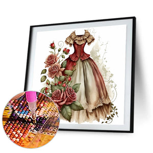 Rose Skirt 30*30CM (canvas) Full Round Drill Diamond Painting