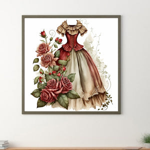 Rose Skirt 30*30CM (canvas) Full Round Drill Diamond Painting