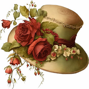 Rose Hat 30*30CM (canvas) Full Round Drill Diamond Painting