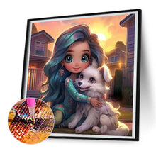 Load image into Gallery viewer, Dog And Girl 30*30CM (canvas) Full Round Drill Diamond Painting
