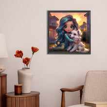 Load image into Gallery viewer, Dog And Girl 30*30CM (canvas) Full Round Drill Diamond Painting
