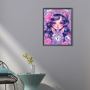 Girl And Bunny 40*55CM (canvas) Full Round Drill Diamond Painting