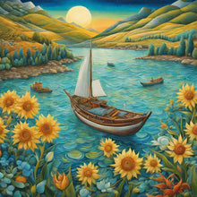 Load image into Gallery viewer, Sunflowers And Boats 30*30CM (canvas) Full Round Drill Diamond Painting
