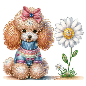 Teddy Dog 35*30CM (canvas) Partial Special-Shaped Drill Diamond Painting