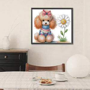 Teddy Dog 35*30CM (canvas) Partial Special-Shaped Drill Diamond Painting