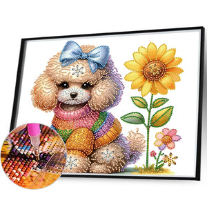 Teddy Dog 35*30CM (canvas) Partial Special-Shaped Drill Diamond Painting