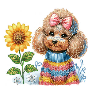 Teddy Dog 35*30CM (canvas) Partial Special-Shaped Drill Diamond Painting