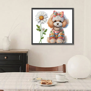 Teddy Dog 35*30CM (canvas) Partial Special-Shaped Drill Diamond Painting