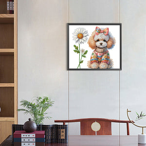 Teddy Dog 35*30CM (canvas) Partial Special-Shaped Drill Diamond Painting