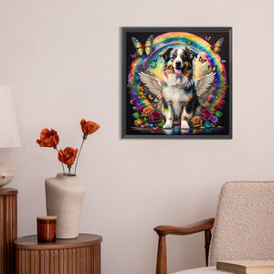 Rainbow Wings Dog 30*30CM (canvas) Full Round Drill Diamond Painting