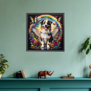 Rainbow Wings Dog 30*30CM (canvas) Full Round Drill Diamond Painting