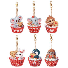 Load image into Gallery viewer, 6 Pcs Double Sided Special Shape Diamond Art Keyring Cute Animal for Home Decor
