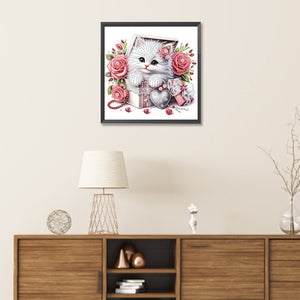 White Cat 30*30CM (canvas) Partial Special-Shaped Drill Diamond Painting