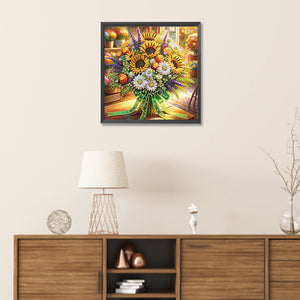 Sunflower Bouquet 30*30CM (canvas) Partial Special-Shaped Drill Diamond Painting