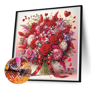 Rose Bouquet 30*30CM (canvas) Partial Special-Shaped Drill Diamond Painting