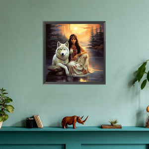 Beauty White Wolf 30*30CM (canvas) Full Round Drill Diamond Painting
