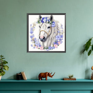 White Horse 30*30CM (canvas) Full Round Drill Diamond Painting