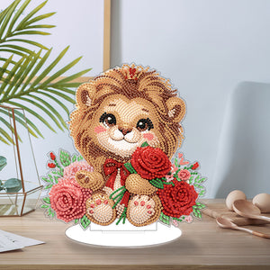 Acrylic Rose Lion Desktop Diamond Art Kits for Adults Beginner Decor (Rose Lion)