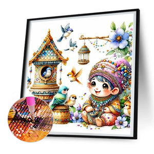 Goblin And Bird'S Nest 30*30CM (canvas) Full Round Drill Diamond Painting