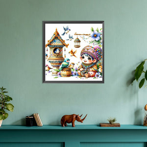 Goblin And Bird'S Nest 30*30CM (canvas) Full Round Drill Diamond Painting