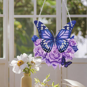 Acrylic Butterfly Single Side Diamond Art Hanging Pendant for Wall Home Decor