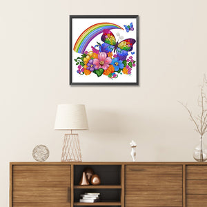 Rainbow Butterfly 30*30CM (canvas) Partial Special-Shaped Drill Diamond Painting