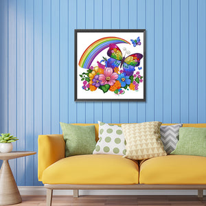 Rainbow Butterfly 30*30CM (canvas) Partial Special-Shaped Drill Diamond Painting