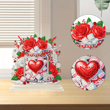 Load image into Gallery viewer, Acrylic Desktop 5D Diamond Art Kit Home Table Decor (Love Rose Cotton Candy Jar)
