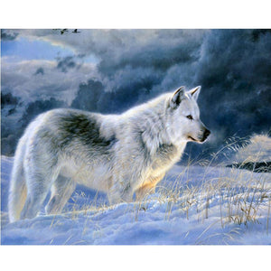 Snow Wolf 25x20cm(canvas) partial round drill diamond painting