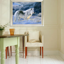 Load image into Gallery viewer, Snow Wolf 25x20cm(canvas) partial round drill diamond painting
