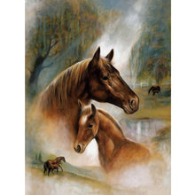 Load image into Gallery viewer, Horses 30x40cm(canvas) partial round drill diamond painting
