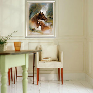 Horses 30x40cm(canvas) partial round drill diamond painting