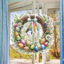 Load image into Gallery viewer, Single Sided Easter Wreath Diamond Art Hanging Pendant Wall Decor (Bowknot)
