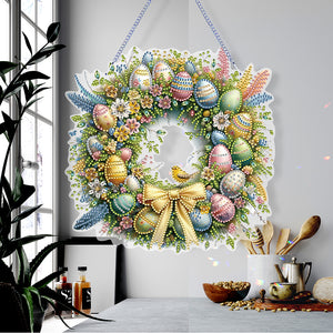 Single Sided Easter Wreath Cute Diamond Art Hanging Pendant Wall Decor (Bird)