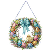 Load image into Gallery viewer, Single Sided Easter Wreath Cute Diamond Art Hanging Pendant Wall Decor (Chicken)
