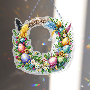 Single Sided Easter Wreath Cute Diamond Art Hanging Pendant Wall Decor (Bowknot)