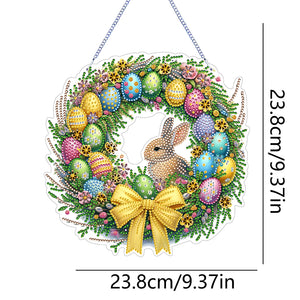 Single Sided Easter Wreath Cute Diamond Art Hanging Pendant Wall Decor (Rabbit)