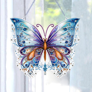 Single Sided Butterfly Diamond Art Hanging Pendant Home Decor (Purple Blue)