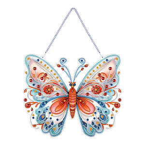 Single Sided Beauty Butterfly Diamond Art Hanging Pendant Home Decor (Red Blue)