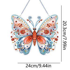 Single Sided Beauty Butterfly Diamond Art Hanging Pendant Home Decor (Red Blue)