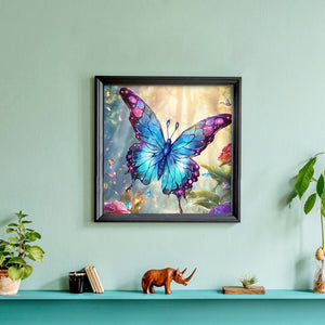 Colorful Glass Butterfly 30*30CM (canvas) Full Round Drill Diamond Painting