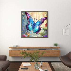 Colorful Glass Butterfly 30*30CM (canvas) Full Round Drill Diamond Painting