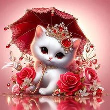 Load image into Gallery viewer, Royal White Cat With Roses 30*30CM (canvas) Full Round Drill Diamond Painting
