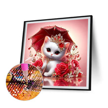 Load image into Gallery viewer, Royal White Cat With Roses 30*30CM (canvas) Full Round Drill Diamond Painting
