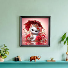 Load image into Gallery viewer, Royal White Cat With Roses 30*30CM (canvas) Full Round Drill Diamond Painting
