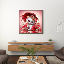 Load image into Gallery viewer, Royal White Cat With Roses 30*30CM (canvas) Full Round Drill Diamond Painting
