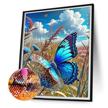 Load image into Gallery viewer, Blue Butterfly In The Sun 30*40CM (canvas) Full Round Drill Diamond Painting
