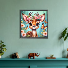 Load image into Gallery viewer, Butterfly And Deer In Flowers 30*30CM (canvas) Full Round Drill Diamond Painting

